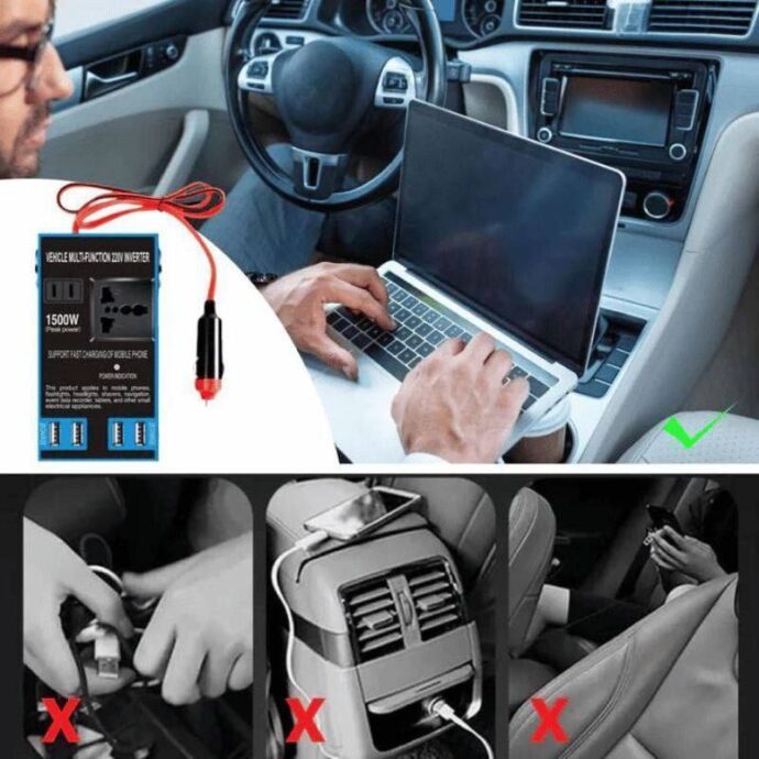 ⁦Power Inverter with USB & 12V/24V to 220V Converter⁩ - الصورة ⁦3⁩