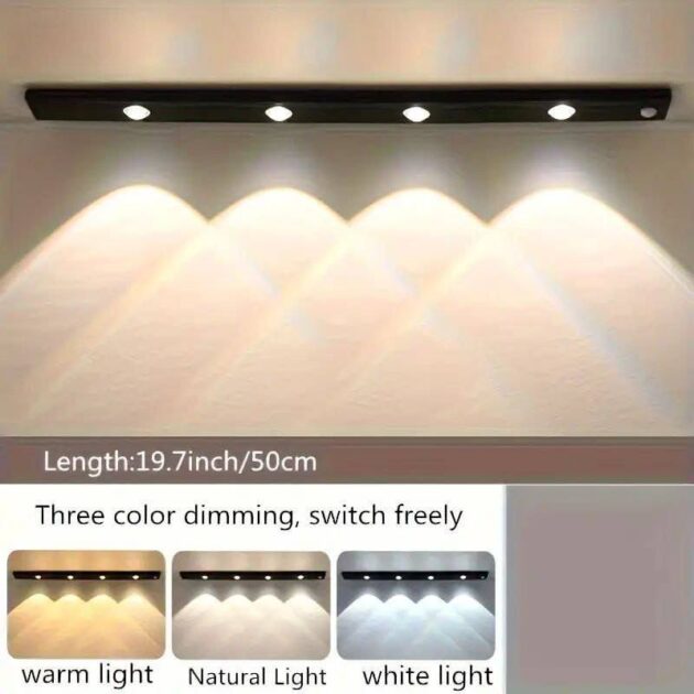 مصباح LED ذكي متعدد الاستخدامات بإضاءة قابلة للتعديل وتقنية استشعار الحركة إضاءة مثالية لكل زاوية في منزلك تمتع بتجربة إضاءة متكاملة مع مصباح LED الذكي الذي يجمع بين التصميم الأنيق والتكنولوجيا المتقدمة، ليضفي لمسة من الإشراق والراحة على مساحاتك المختلفة. ميزات رئيسية: إضاءة قابلة للتعديل: اختر من بين ثلاث درجات حرارة لونية تناسب مزاجك واحتياجاتك: الأبيض الدافئ (3000K) لأجواء مريحة، الأبيض الطبيعي (4000K) لإضاءة متوازنة، والأبيض البارد (6000K) لإضاءة ساطعة ومركزة. تقنية استشعار الحركة المتقدمة: يتميز المصباح بحساس حركة يعمل بالأشعة تحت الحمراء السلبية (IRP)، حيث يضيء تلقائيًا عند اكتشاف الحركة ضمن نطاق 120 درجة ومسافة 3-5 أمتار في بيئات مظلمة أو منخفضة الإضاءة، وينطفئ بعد 15 ثانية من عدم وجود حركة، مما يوفر استهلاك الطاقة. تصميم مغناطيسي لسهولة التركيب: بفضل الجزء الخلفي المغناطيسي، يمكن تثبيت المصباح بسهولة على أي سطح معدني دون الحاجة إلى أدوات إضافية. كما نوفر صفائح معدنية لاصقة لتثبيته في أماكن أخرى، مما يجعل عملية التركيب وإعادة الشحن بسيطة وسريعة. بطارية قابلة لإعادة الشحن عبر USB-C: مزود ببطارية بسعة 2200 مللي أمبير، يمكن شحنها بالكامل خلال ساعات قليلة باستخدام كابل USB-C المرفق، لتوفر إضاءة مستمرة تدوم حتى 8 ساعات في وضع الإضاءة المستمرة، أو أسابيع في وضع استشعار الحركة، حسب الاستخدام. متعدد الاستخدامات: مثالي لإضاءة المطابخ، الخزائن، الأدراج، السلالم، الممرات، المكاتب، وغيرها. تصميمه الأنيق وحجمه المناسب يجعله إضافة جمالية وعملية لأي مساحة. المواصفات الفنية: المادة: هيكل من الألومنيوم، غطاء من الأكريليك الأبعاد: 60 سم × 0.9 سم خيارات الإضاءة: إضاءة مستمرة، وضع النهار، وضع الليل درجة حرارة اللون: 3000K، 4000K، 6000K قدرة البطارية: 2200 مللي أمبير الشحن: عبر منفذ USB-C لماذا تختار مصباحنا؟ يتميز مصباح LED الذكي بتوفير إضاءة مريحة للعينين، مع إمكانية التعديل لتناسب احتياجاتك المختلفة. تقنية استشعار الحركة توفر عليك عناء البحث عن المفاتيح في الظلام، وتضمن إضاءة فورية عند الحاجة. سهولة التركيب والشحن تجعل منه خيارًا مثاليًا لمن يبحث عن الحلول العملية والفعّالة. مع هذا الوصف، نركز على إبراز الميزات الفريدة للمصباح، مع توضيح الفوائد العملية التي سيحصل عليها المستخدم، مما يساعد في جذب اهتمام الزبائن وزيادة الرغبة في الشراء.
